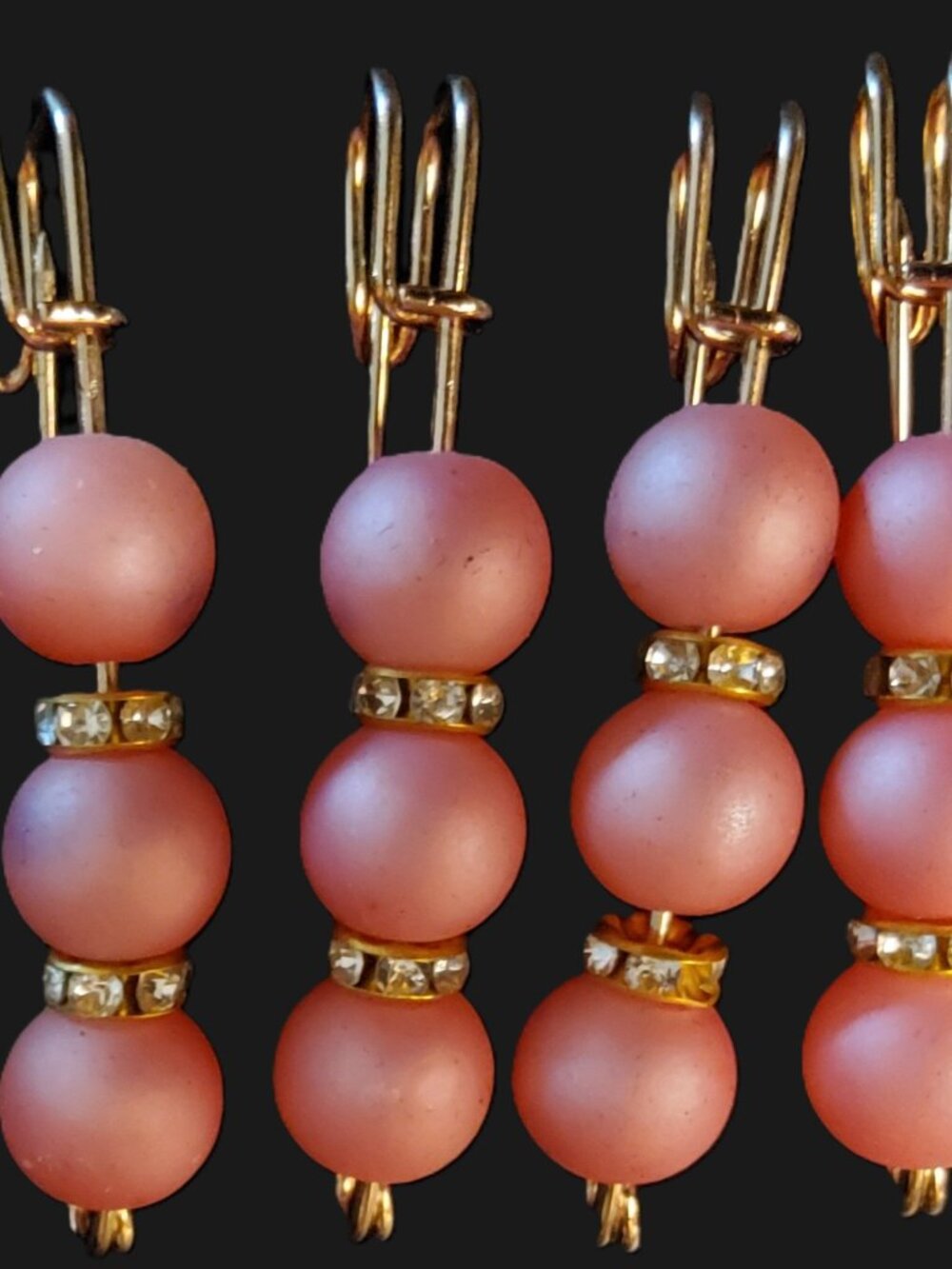 MATTE ROSY PINK BEADS Horse Show set of 4 BLANKET PINS for Numbers ORNAMENTS NEW